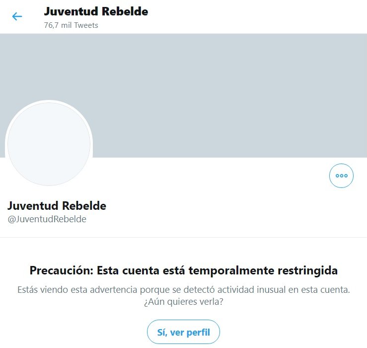 Twitter suspende cuenta de Juventud Rebelde