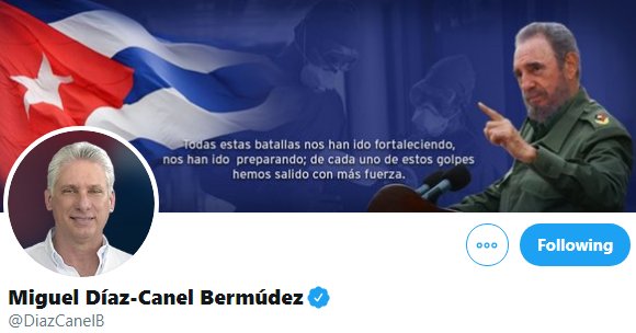 Perfil el Twitter del Presidente cubano Miguel Díaz-Canel Bermúdez