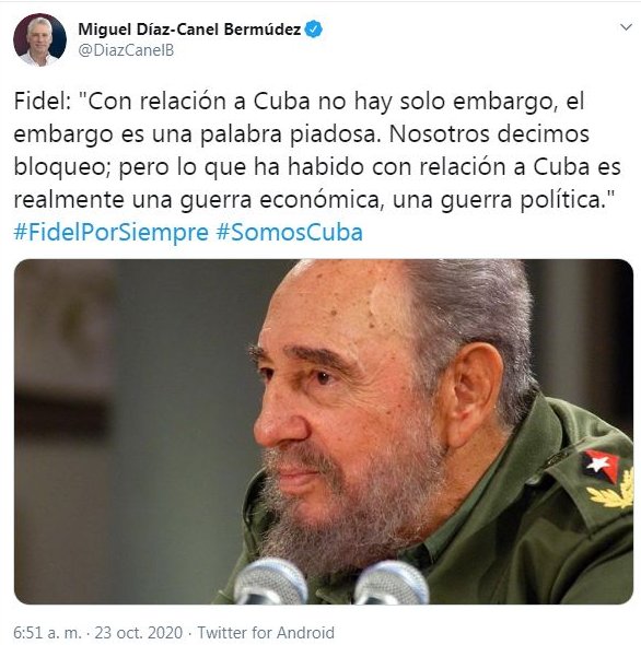 Tuit del Presidente Díaz-Canel