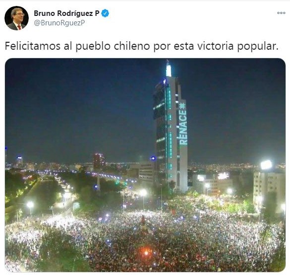 Cuba felicita a pueblo chileno