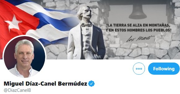 Perfil en Twitter de Miguél Díaz-Canel