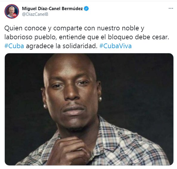 Tuit del Presidente de Cuba