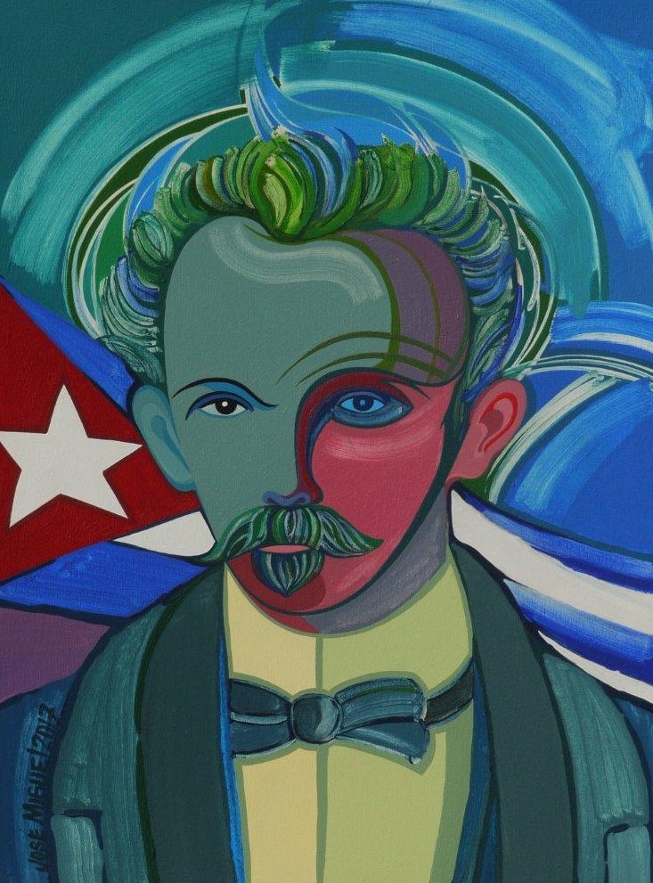 Obra José Martí, acrílico de José Miguel Pérez