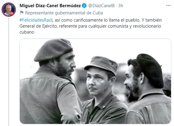 Perfil oficial en Twitter de Miguel Díaz-Canel Bermúdez