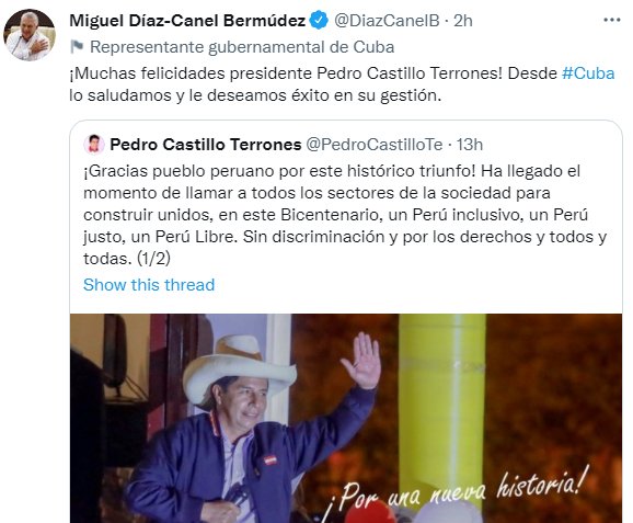 Cuenta oficial del Presidente cubano Miguel Díaz-Canel Bermúdez