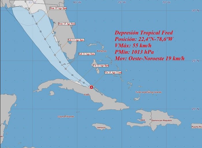 Cono dde la trayectoria de DT Fred