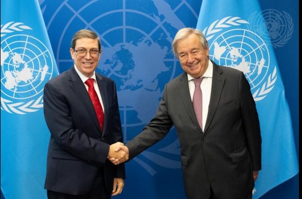 Encuentro de Bruno Rodríguez Parrilla con António Guterres