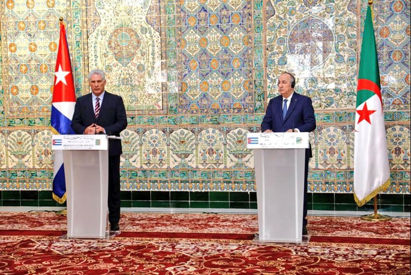 Los presidentes de Argelia, Abdelmajid Tebboune, y de Cuba, Miguel Díaz-Canel Bermúdez