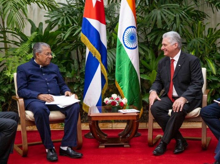 Díaz-Canel sostuvo encuentro con el jefe de Gobierno del Estado indio de Kerala.