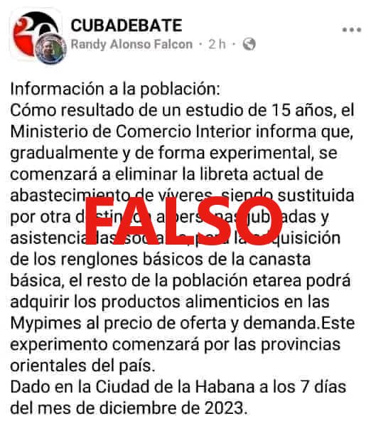 Desmiente Mincin noticia falsa sobre libreta de abastecimiento