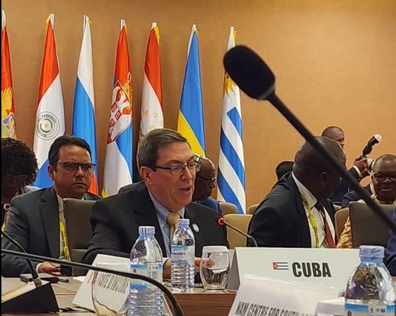 Bruno Rodríguez Parrilla, ministro de Relaciones Exteriores de la República de Cuba, en la Reunión Ministerial Preparatoria de la XIX Cumbre del Movimiento de Países No Alineados
