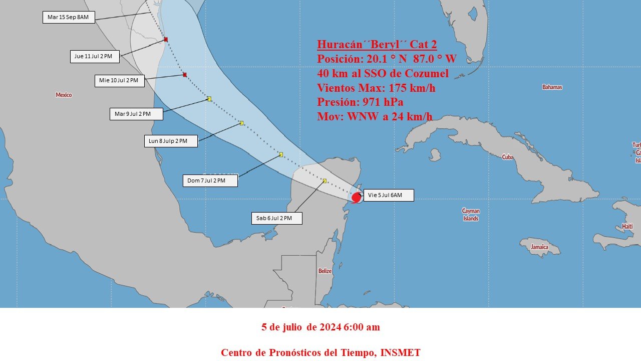 Beryl: muy próximo a la península de Yucatán