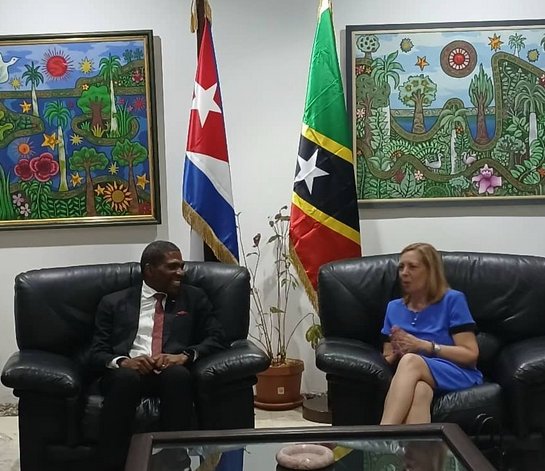 El primer ministro Terrance Drew fue recibido por la viceministra Josefin Vidal