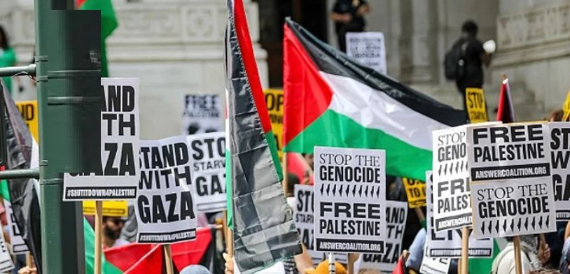 Marcha por Palestina en Manhattan el 16 de agosto de 2025.