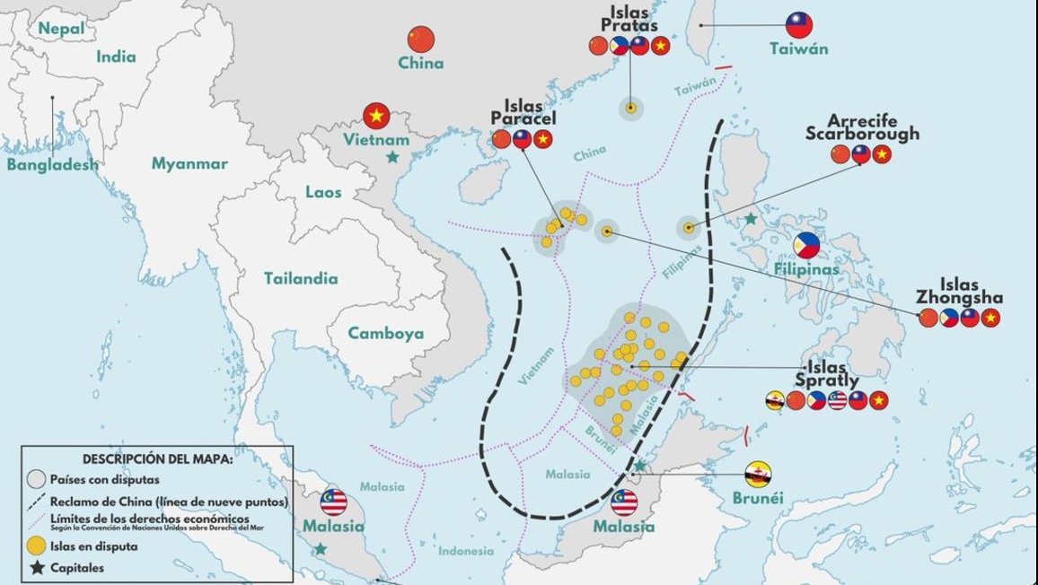 Múltiples zonas en disputa en la zona del mar Meridional
