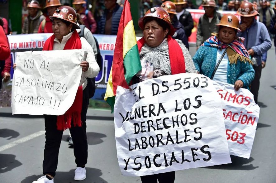 Mineros y sindicatos protestan en Bolivia contra el fin del subsidio a los combustibles