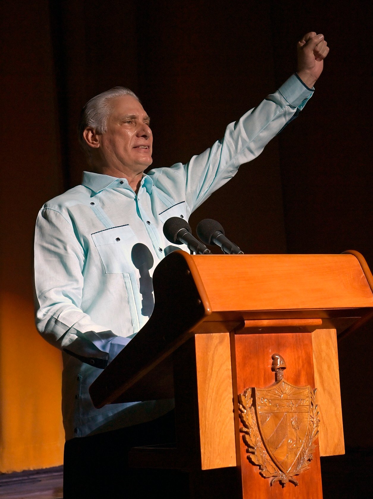 Miguel Mario Díaz-Canel Bermúdez, Primer Secretario del Comité Central del Partido Comunista de Cuba y Presidente de la República, en el acto político cutural por el Centenario de Fidel y la clausura del I Coloquio Internacional Fidel: legado y futuro