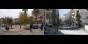 A la izquierda los habitantes de la entonces tranquila ciudad de Alepo en diciembre de 2009. A la derecha de la imagen y a dos kilómetros antes del centro de la ciudad, el barrio de Tariq al Bab el cual luce completamente destruido en noviembre de 2016