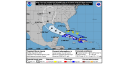 Cono de probabilidades de la tormenta tropical Laura  a las 2:00 p.m.