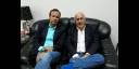 Los exmandatarios posando en un cómodo butacón negro de los salones de protocolo del aeropuerto internacional José Martí