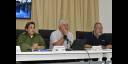 Presidente cubano, Miguel Díaz-Canel Bermúdez , dirige en la mañana del domingo reunión de chequeo de operaciones en la bahía de Matanzas.