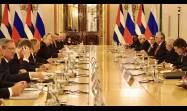 El presidente  Miguel Díaz-Canel, en el encuentro bilateral con su homólogo Vladimir Putin-2