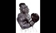 Mención en caricatura personal a la obra Mike Tyson, de Jorge Alejandro Guerra Salomó.