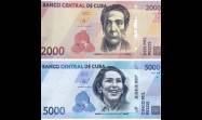 Billetes de 2000 y 5000 pesos emitidos en 2026 por el Banco Central de Cuba.
