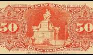Reverso del billete de cincuenta centavos de 1889 del Banco Español de la Habana.