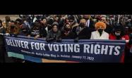 Yolanda Renee King, Arndrea Waters King, and Martin Luther King III encabezaron la Marcha por la Paz anual en la capital estadounidense, dedicada a defender el derecho al voto.
