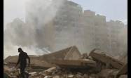 Edificio destruido por un ataque de Israel