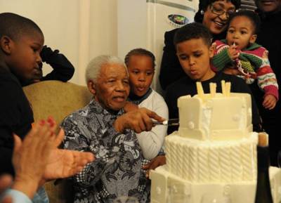 Nelson Mandela en el día de su cumpleaños 92