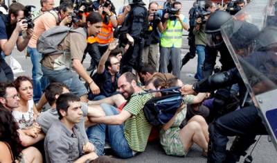 Acampada de los indignados en Barcelona