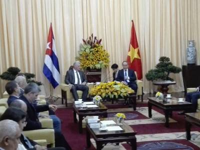 La visita de Díaz Canel a Vietnam incluyó un encuentro con Nguyen Thien Nhan, Secretario Provincial del Partido Comunista de Vietnam
