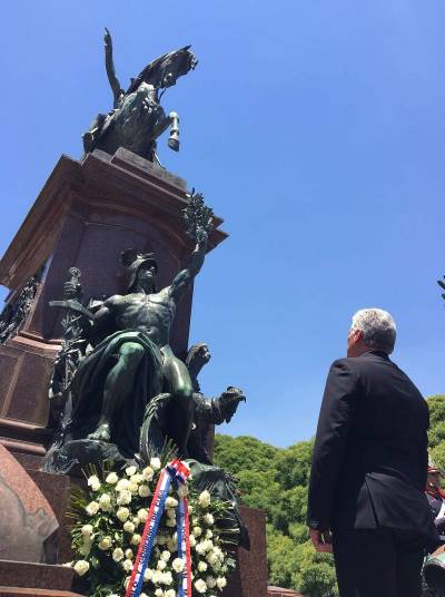 Díaz-Canel en la Plaza General San Martín, Argentina