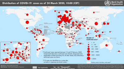 Mapa de la propagación del coronavirus, 24 de marzo