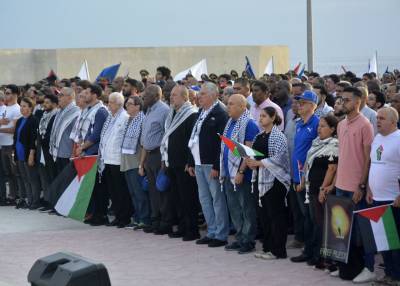 Presidente cubano, Miguel Díaz-Canel, encabezó la concentración popular de poyo al pueblo palestino.