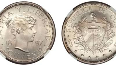 Moneda «Souvenir», tipo II, acuñada en 1897.