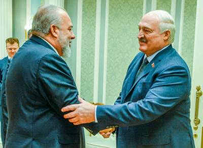 Diálogo sostenido este viernes entre el Presidente de la República de Belarús, Aleksandr Lukashenko, y el miembro del Buró Político y primer ministro, Manuel Marrero Cruz.
