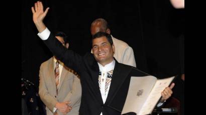Rafael Correa en su reelección