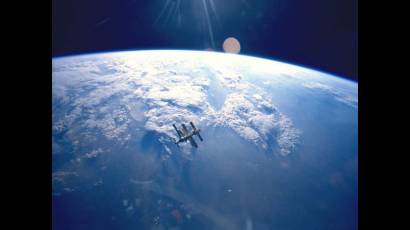 Vista espacial del amanecer