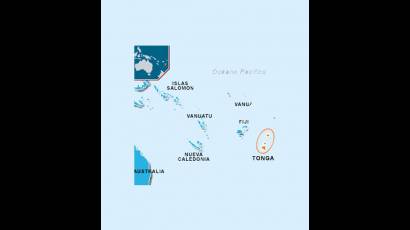 El Reino de Tonga en el mapa