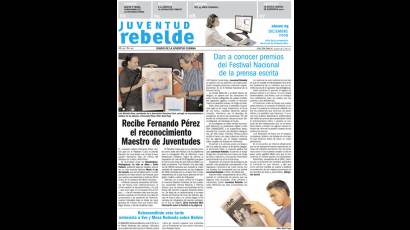 Portada del periódico Juventud Rebelde