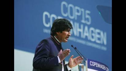 Presidente de Bolivia durante su intervención en la Cumbre Climática en Copenhague