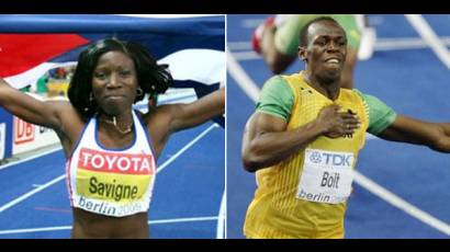 Yargelis Savigne y Usain Bolt