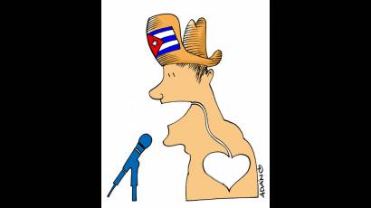 Caricatura de un joven en una Asamblea de la UJC