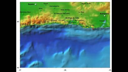 Mapa de sismo al sur de la región oriental