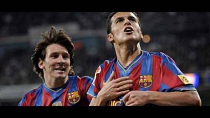 Messi y Pedrito, los goleadores del Barcelona