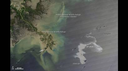 Imágenes satelitales de la mancha de petróleo del Golfo de México