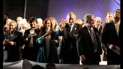 Cristina Fernández y sus homólogos durante la celebración del Bicentenario